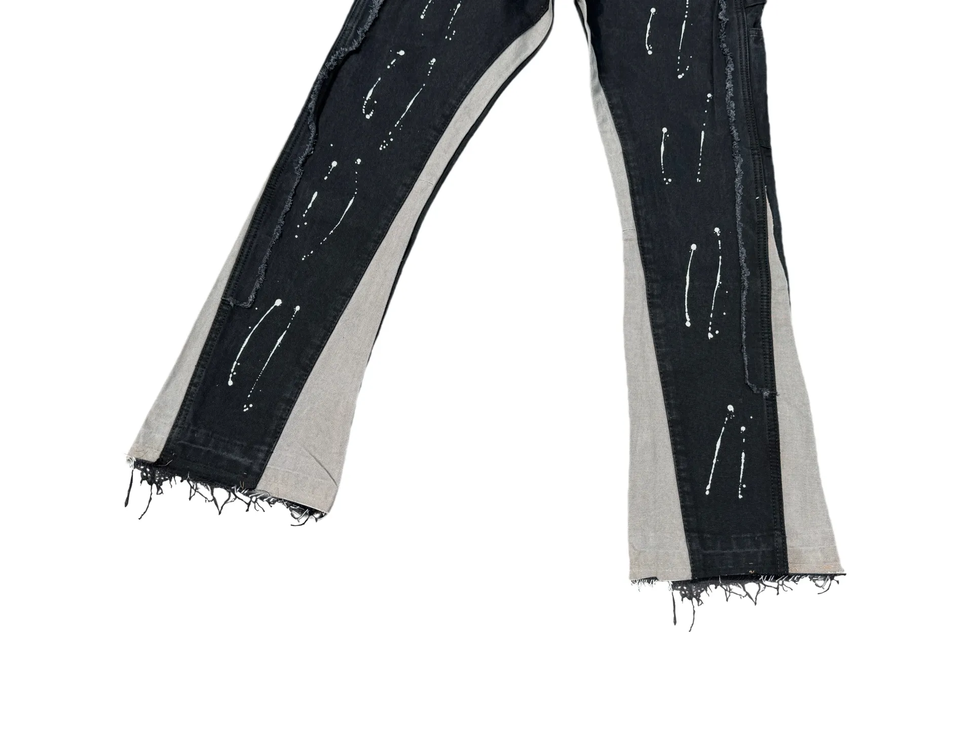 P220💰G33 GALLERY DEPT. Spliced ​​washed retro jeans for men and women high street splashed ink trousers micro-flared casual trousers trendy couple same style Color: Black Size: S-XXL (corresponding to 28-36)